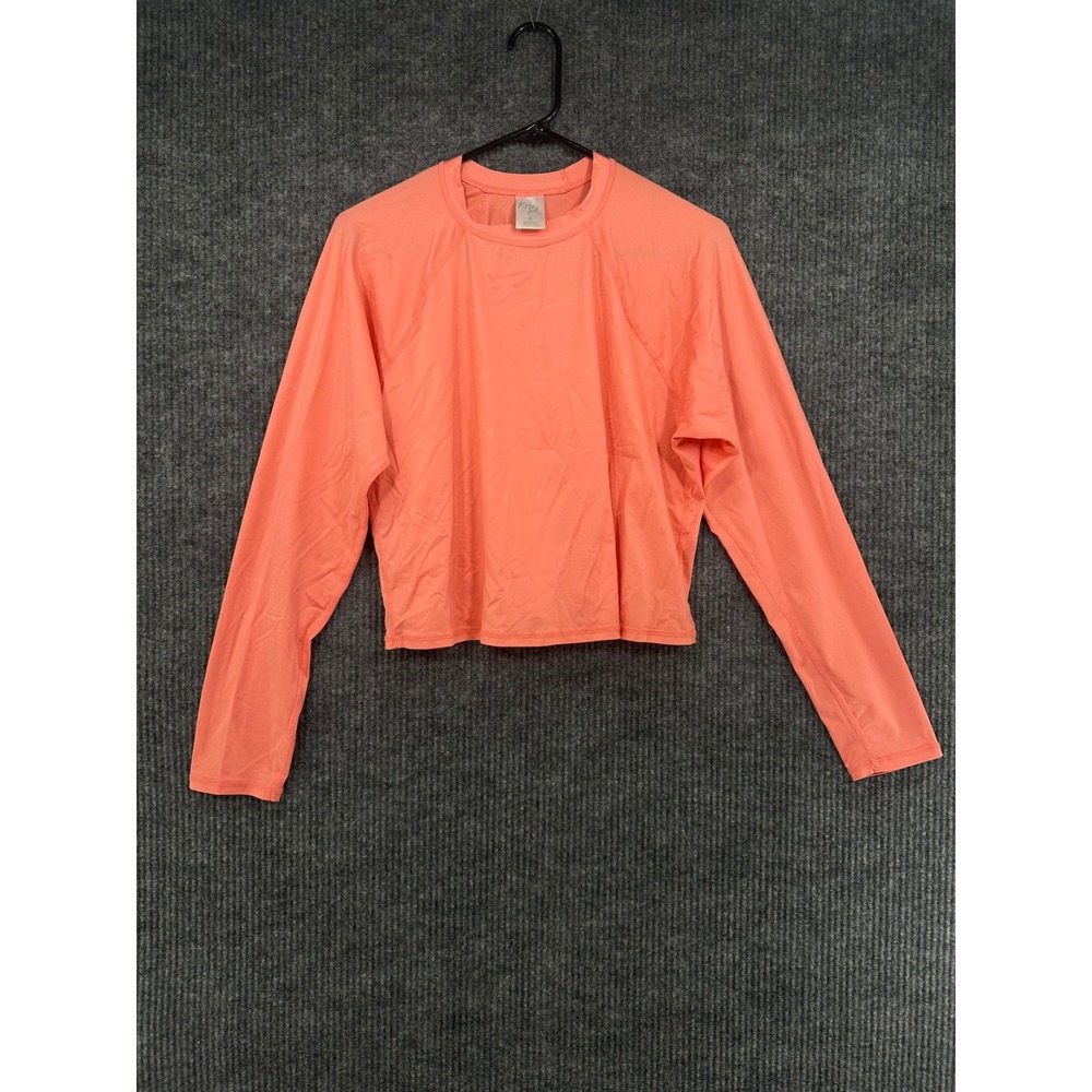 Kona Sol Rash Guard Womens XL Coral Orange Good Cropped Long Sleeve Swim Top